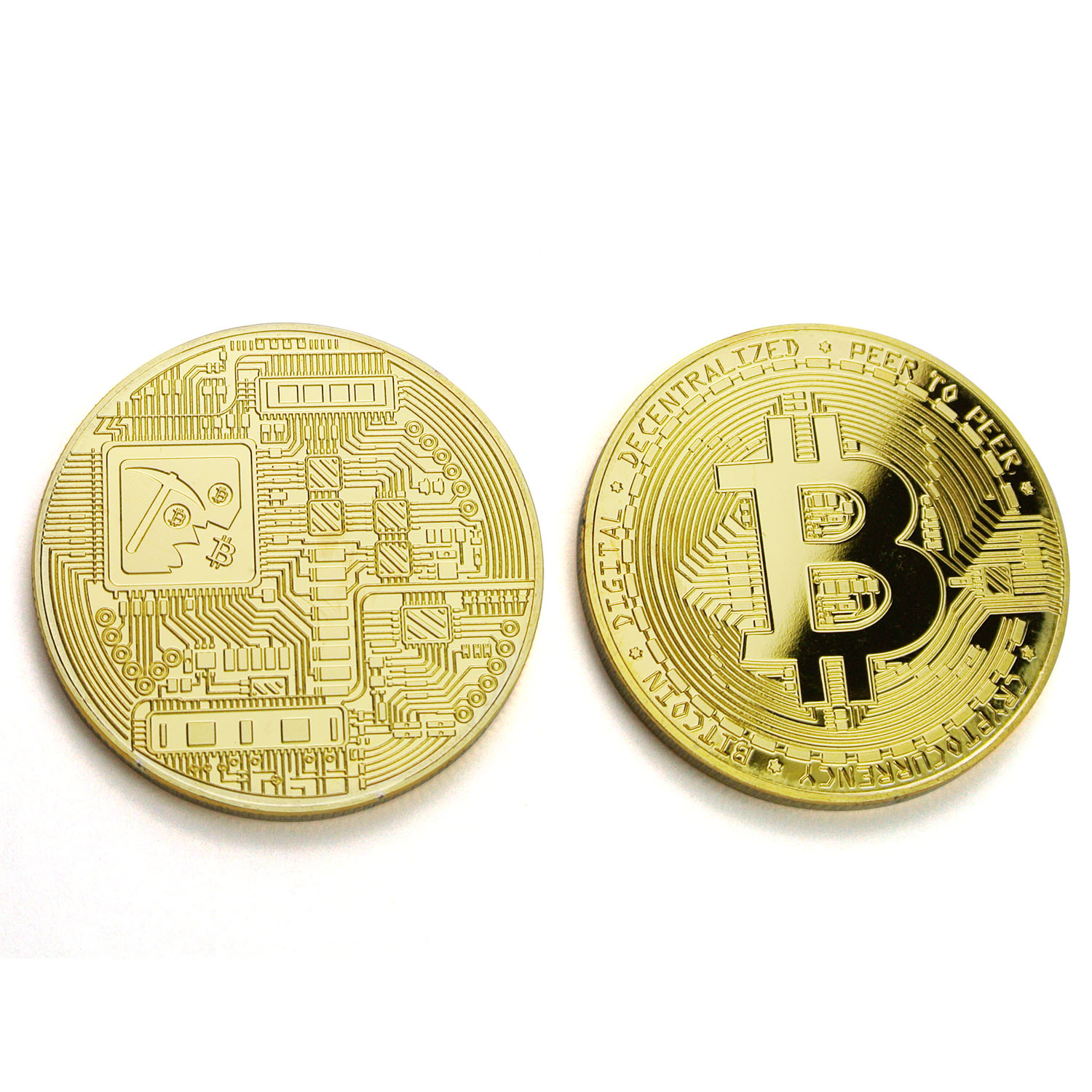 Crypto BTC Commemorative Bit Coin Logam Perak Emas Disepuh Cryptocurrency Bitcoin Coin