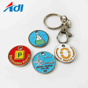 Souvenir promosi hadiah magnet koin logam troli pemegang token gantungan kunci logo kustom supermarket toko troli gantungan kunci koin