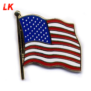 Desain Kustom Kualitas Tinggi Berlapis Emas Enamel Bendera Amerika dan Eagle Lapel Pin