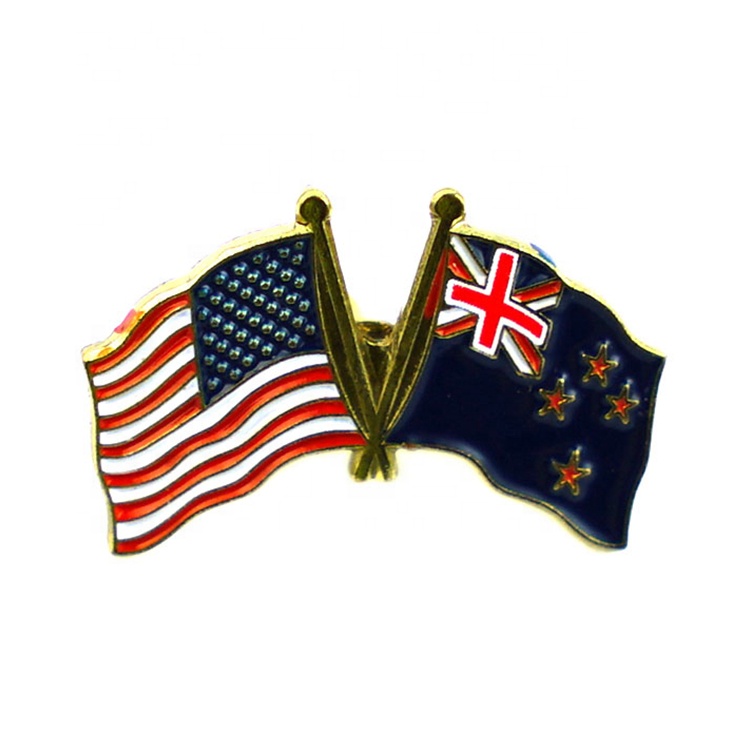 Desain Kustom Kualitas Tinggi Berlapis Emas Enamel Bendera Amerika dan Eagle Lapel Pin