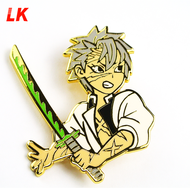 Produsen desain logo kustom kerah pin lencana logam anime lembut keras keras enamel pin